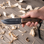 Cuchillo Bushcraft de Acero al Carbono Mango de Nogal con Funda de Cuero – BSH4 Dusk