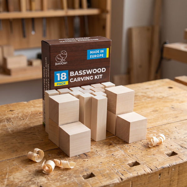 Basswood Carving Block Set, 18 pcs