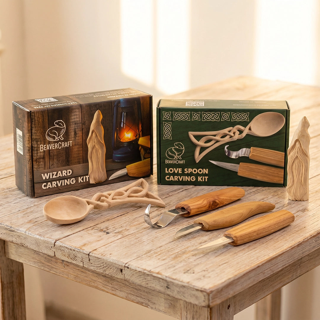 Zauberer- & Keltischer Löffelschnitzerei-Set – Komplettes Anfänger-Schnitzset für Erwachsene & Jugendliche