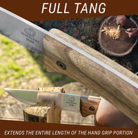 BSH1 Dune – Bushcraft-Messer aus Kohlenstoffstahl, Griff aus Walnussholz (+Lederscheide)