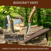 BSH1 Dune – Bushcraft-Messer aus Kohlenstoffstahl, Griff aus Walnussholz (+Lederscheide)