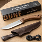BSH1 Dune – Bushcraft-Messer aus Kohlenstoffstahl, Griff aus Walnussholz (+Lederscheide)
