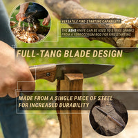 Couteau Bushcraft à lame fixe en acier au carbone Manche en noyer avec étui en cuir – BSH3 Nightfall