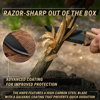 Couteau Bushcraft à lame fixe en acier au carbone Manche en noyer avec étui en cuir – BSH3 Nightfall