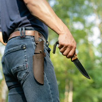 Couteau Bushcraft à lame fixe en acier au carbone Manche en noyer avec étui en cuir – BSH3 Nightfall