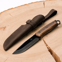 Cuchillo Bushcraft de Acero al Carbono Mango de Nogal con Funda de Cuero – BSH4 Dusk