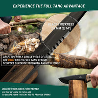 Cuchillo Bushcraft de Acero al Carbono Mango de Nogal con Funda de Cuero – BSH4 Dusk
