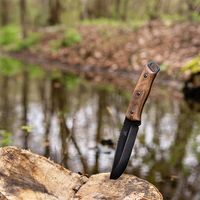 Cuchillo Bushcraft de Acero al Carbono Mango de Nogal con Funda de Cuero – BSH4 Dusk