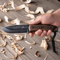 Cuchillo Bushcraft de Acero al Carbono Mango de Nogal con Funda de Cuero – BSH4 Dusk