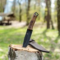 Cuchillo Bushcraft de Acero al Carbono Mango de Nogal con Funda de Cuero – BSH4 Dusk