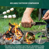 Couteau Bushcraft compact en acier au carbone Manche en noyer avec étui en cuir – BSH5 Shadow