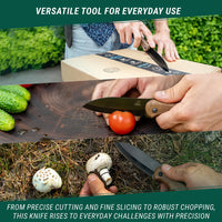Couteau Bushcraft compact en acier au carbone Manche en noyer avec étui en cuir – BSH5 Shadow