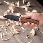 Couteau Bushcraft compact en acier au carbone Manche en noyer avec étui en cuir – BSH5 Shadow