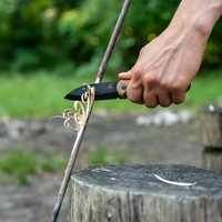 Couteau Bushcraft compact en acier au carbone Manche en noyer avec étui en cuir – BSH5 Shadow