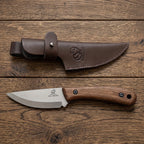 BSH7 Wild Harvest – Bushcraft-Messer aus Kohlenstoffstahl, Griff aus Walnussholz mit Lederscheide