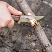 BSH7 Wild Harvest – Bushcraft-Messer aus Kohlenstoffstahl, Griff aus Walnussholz mit Lederscheide