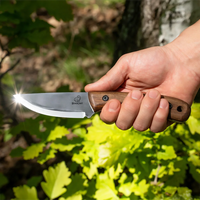 BSH7 Wild Harvest – Bushcraft-Messer aus Kohlenstoffstahl, Griff aus Walnussholz mit Lederscheide
