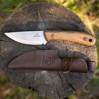 BSH7 Wild Harvest – Bushcraft-Messer aus Kohlenstoffstahl, Griff aus Walnussholz mit Lederscheide