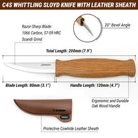 Cuchillo para Tallar con Funda de Cuero – C4S