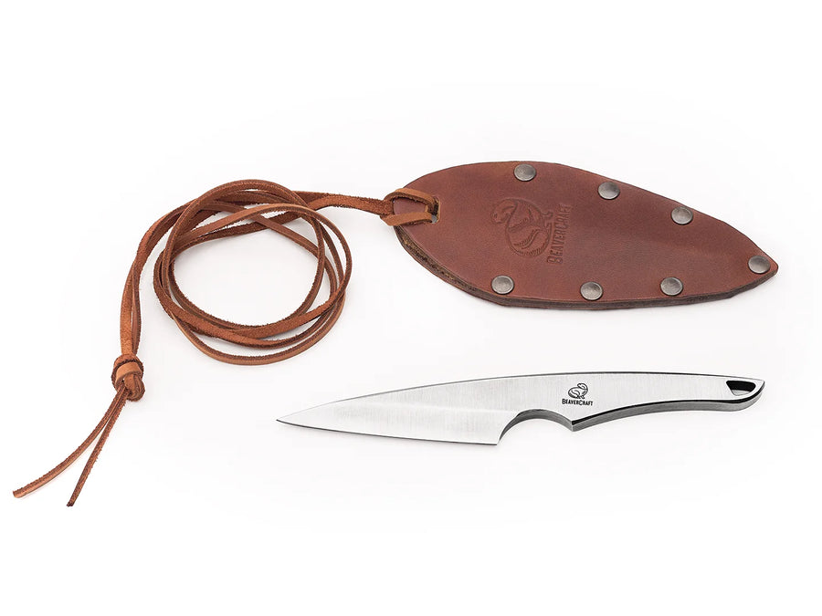 Neck Knife with Leather Sheath