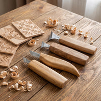 Chip Carving Knife Set in Tool Roll, 4 pcs