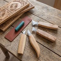 Chip Carving Knife Set in Tool Roll, 4 pcs