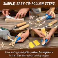 Kit de tallado de cuchara celta – Kit DIY de tallado con guantes de seguridad talla S