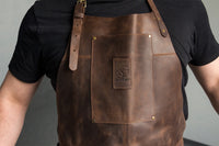 Tablier de travail en cuir marron ajustable – AP2X