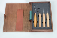 Left-Handed Spoon Carving Tool Set in Book Case, 4 pcs